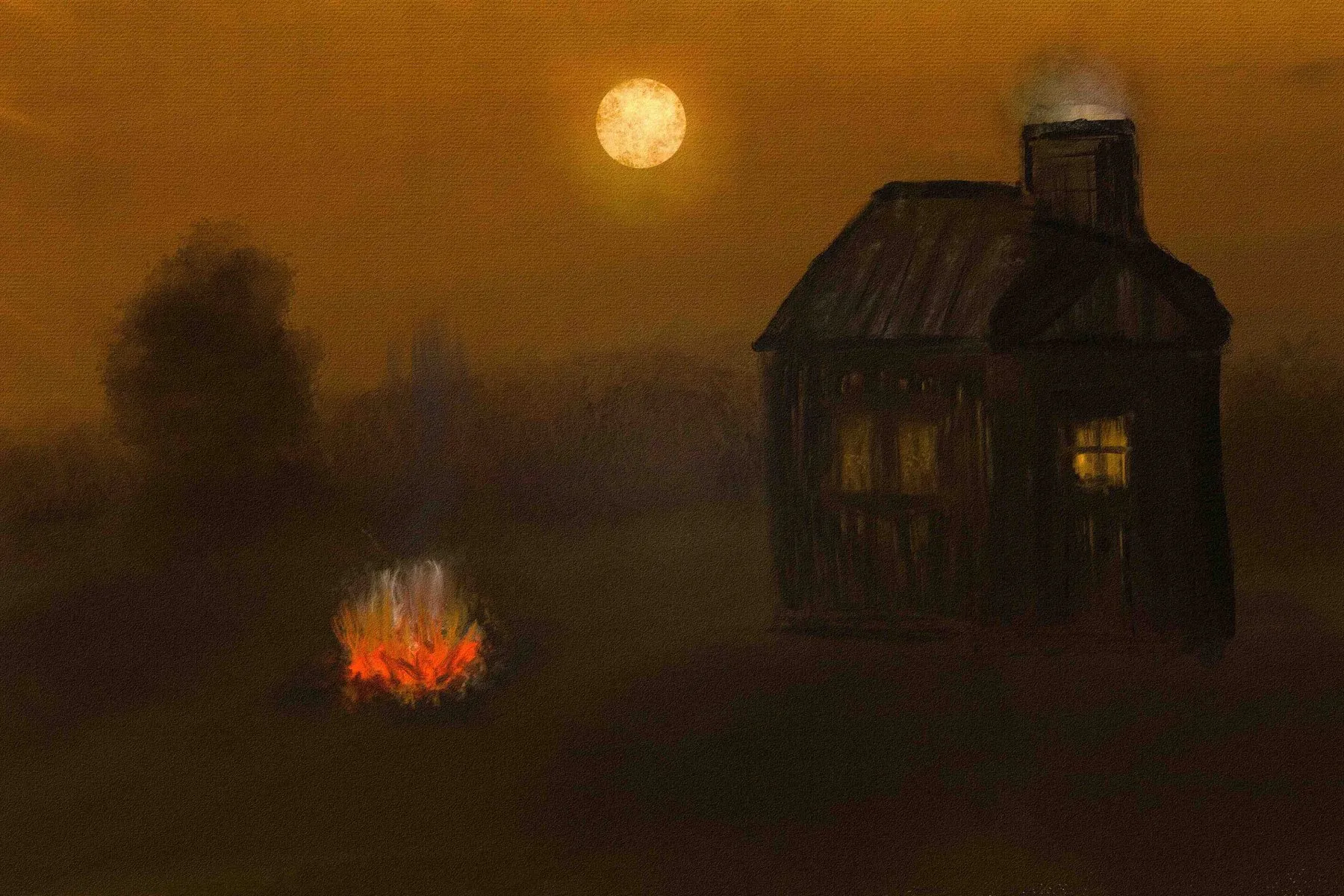 Painting: Cabin Fire, Feb 2021
