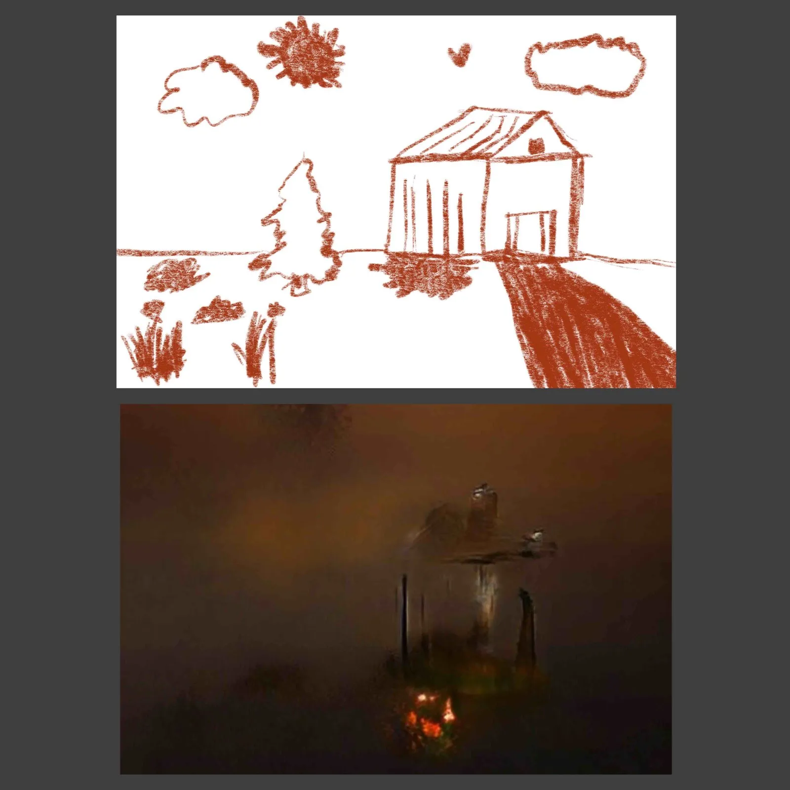 The doodle and GauGAN’s result