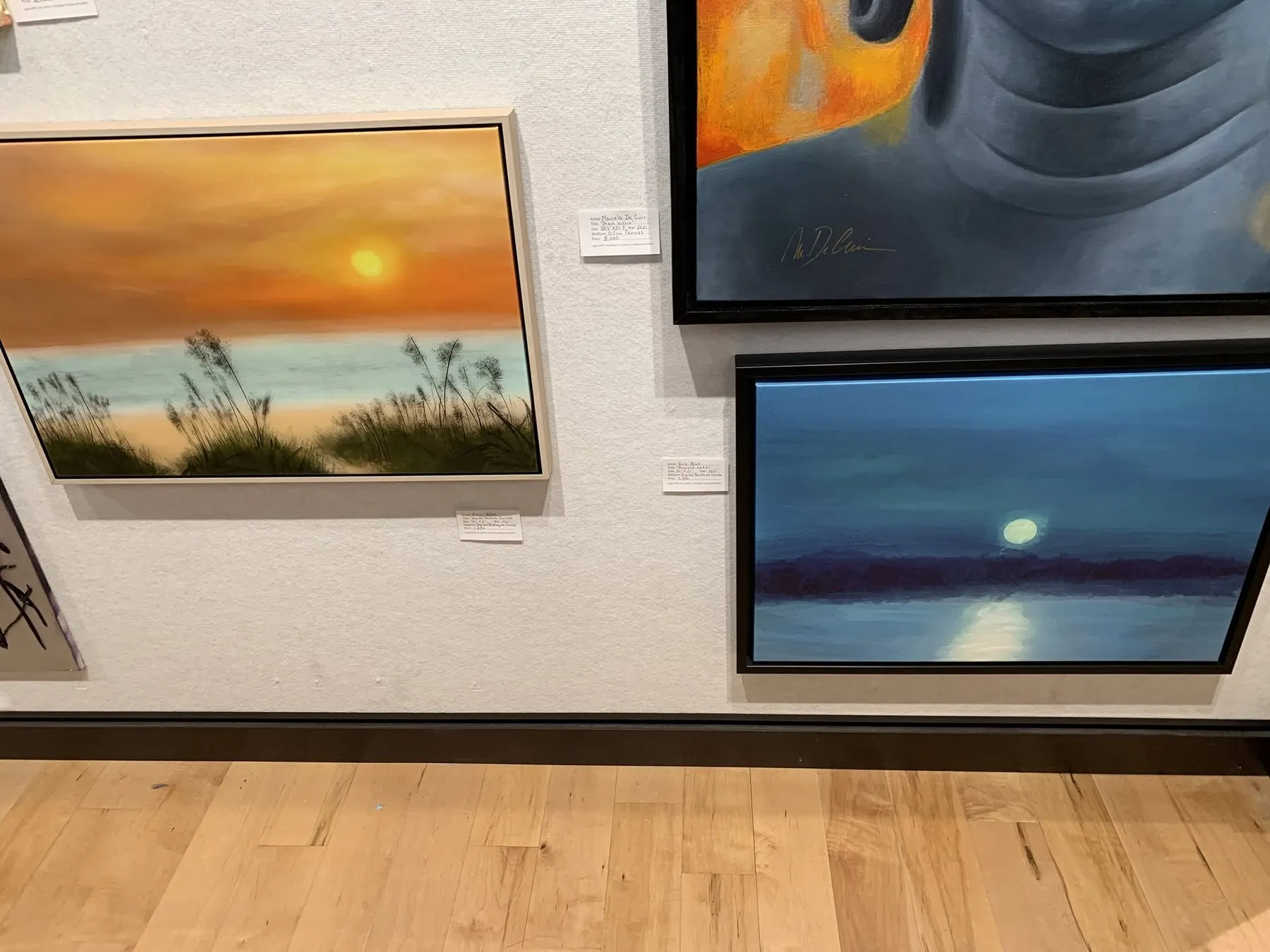 North Carolina Sunset and Moonlit Lake on the gallery wall